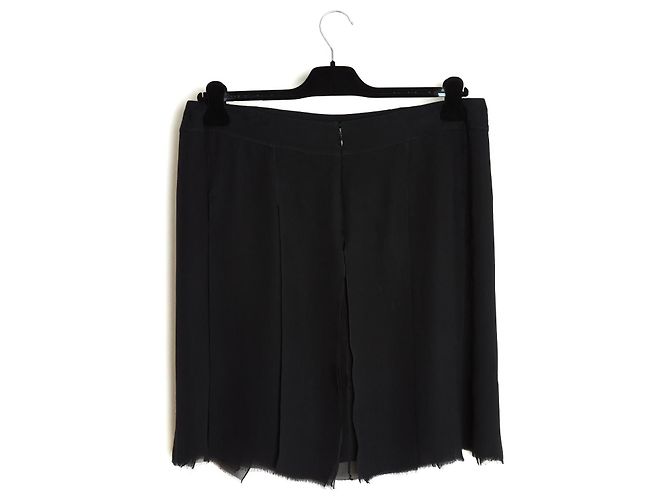Chanel 2009 Falda de Doble Crepé de Seda Negra FR44 UK16 US14 Negro - vista 4