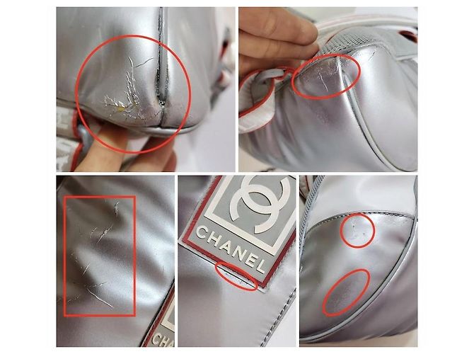 Chanel Sports Line Rucksack Weiß Grau Rot - Ansicht 14
