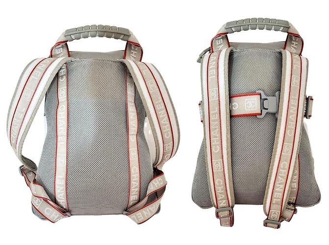 Chanel Sports Line Rucksack Weiß Grau Rot - Ansicht 6