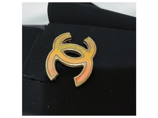Chanel Iridescent Brosche Goldbeschichtet Golden Grün Orange Gelb - Ansicht 5