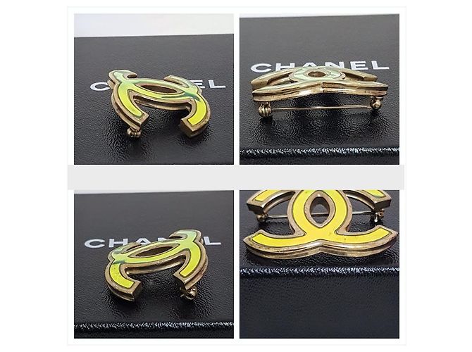 Chanel Iridescent Brosche Goldbeschichtet Golden Grün Orange Gelb - Ansicht 9