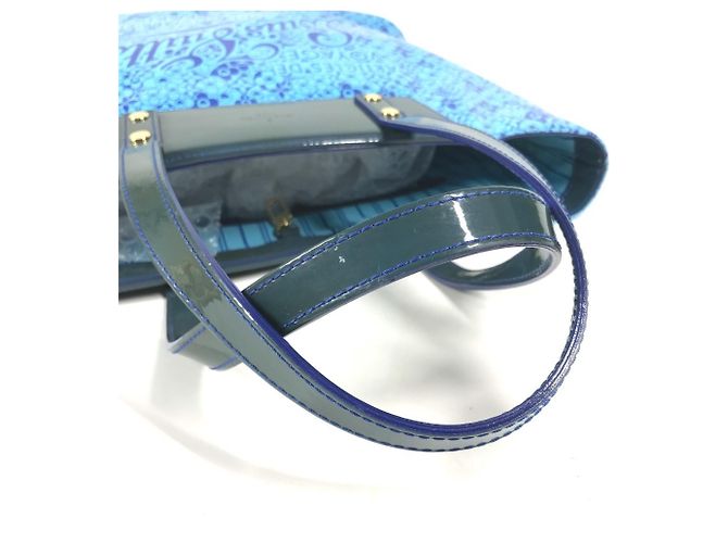 Borsa Blossom in pelle verniciata Louis Vuitton Blu - vista 5