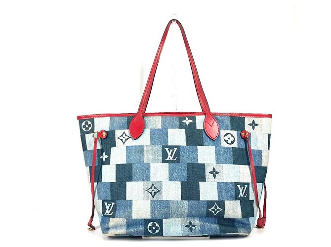 Borsa tote Neverfull Damier e Monogram Patchwork Denim MM di Louis Vuitton Blu - vista 2