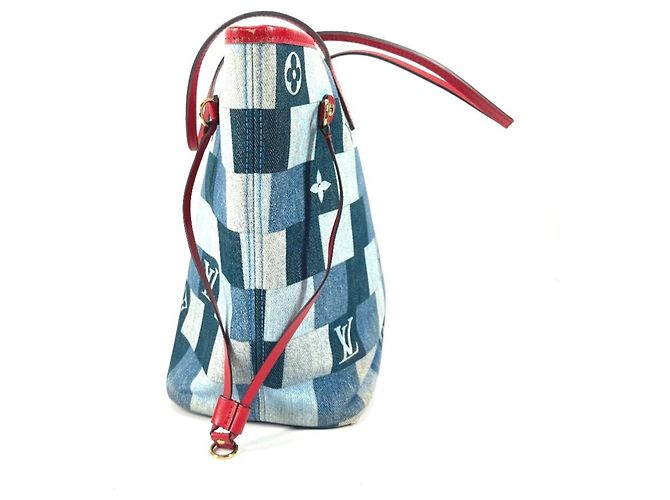 Borsa tote Neverfull Damier e Monogram Patchwork Denim MM di Louis Vuitton Blu - vista 3