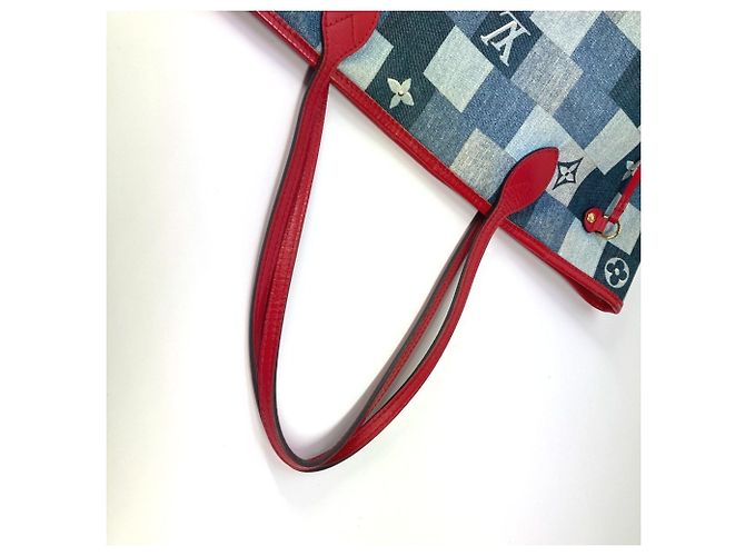 Borsa tote Neverfull Damier e Monogram Patchwork Denim MM di Louis Vuitton Blu - vista 5