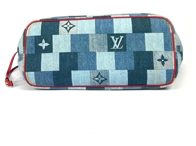 Borsa tote Neverfull Damier e Monogram Patchwork Denim MM di Louis Vuitton Blu - vista 6
