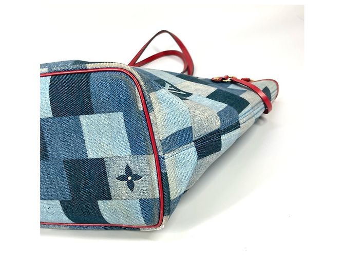 Borsa tote Neverfull Damier e Monogram Patchwork Denim MM di Louis Vuitton Blu - vista 7