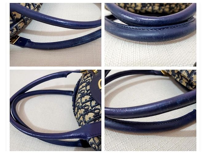 Christian Dior Borsa Trotter Oblique Blu navy Gold hardware - vista 12