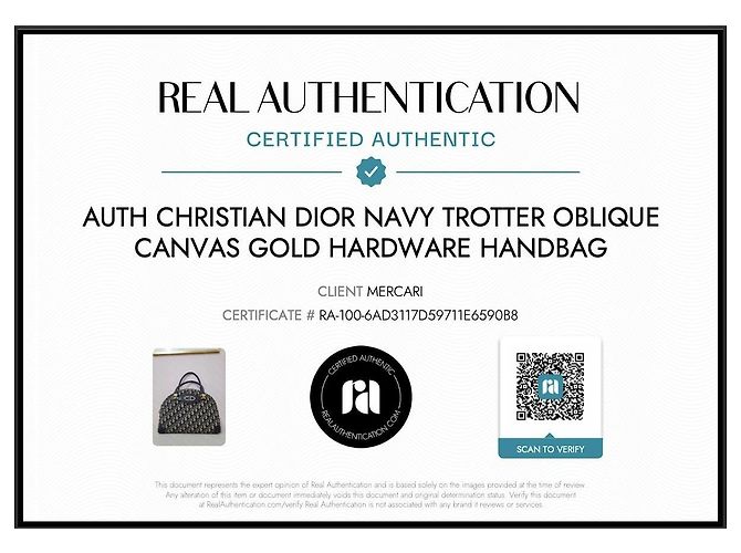 Christian Dior Borsa Trotter Oblique Blu navy Gold hardware - vista 3