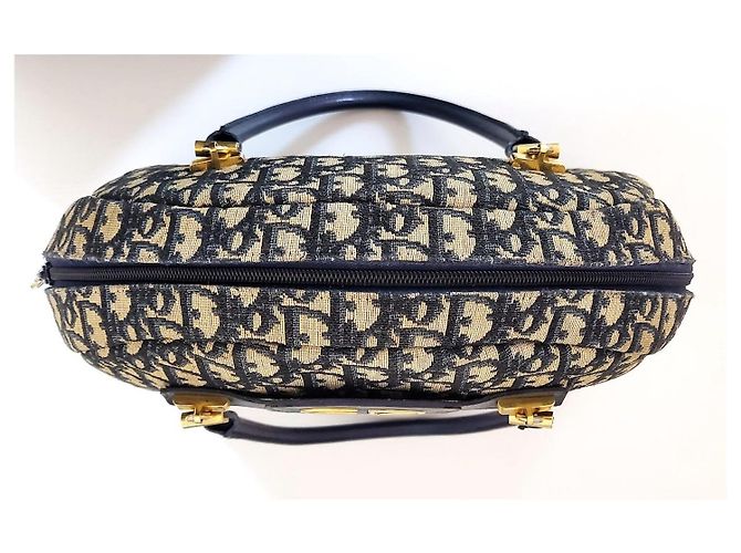 Christian Dior Borsa Trotter Oblique Blu navy Gold hardware - vista 6