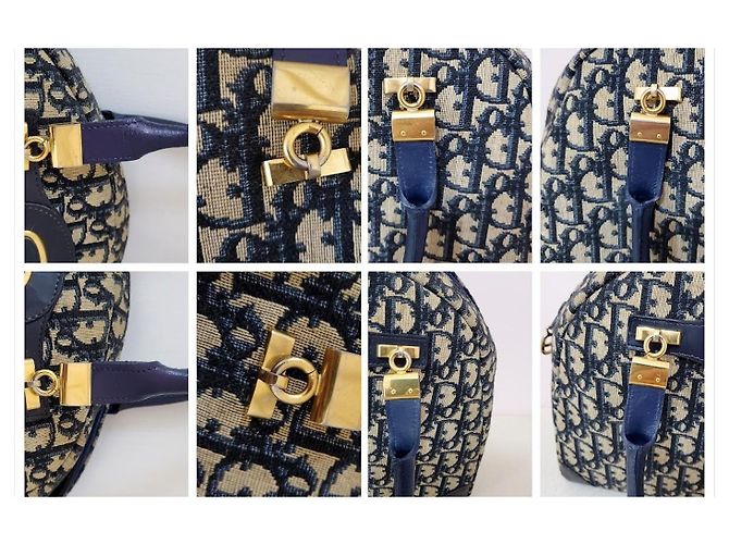 Christian Dior Borsa Trotter Oblique Blu navy Gold hardware - vista 9