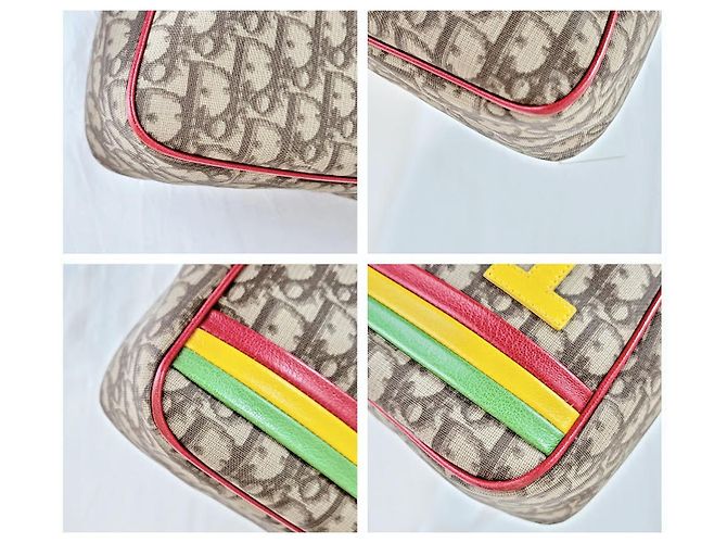 Christian Dior Borsa a tracolla Galliano Trotter Oblique marrone Rosso Verde Giallo Marrone chiaro - vista 10
