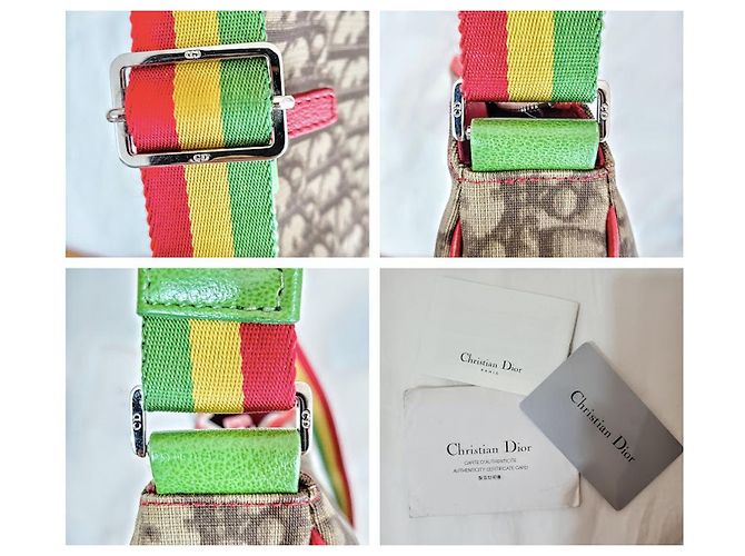 Christian Dior Borsa a tracolla Galliano Trotter Oblique marrone Rosso Verde Giallo Marrone chiaro - vista 9
