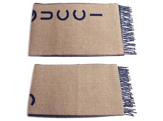 Sciarpa Gucci Logo in Cammello Blu navy - vista 2