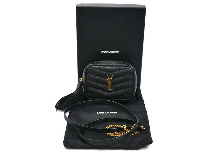 Bolsa de ombro de couro Baby Lou da Saint Laurent Preto - vista 8