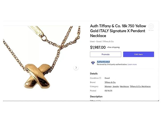 Collana con Pendente Signature X Tiffany & Co. in oro giallo 18k D'oro - vista 9
