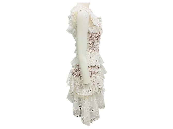 Gestuftes Blumenspitze-Kleid Alexis White Weiß - Ansicht 2