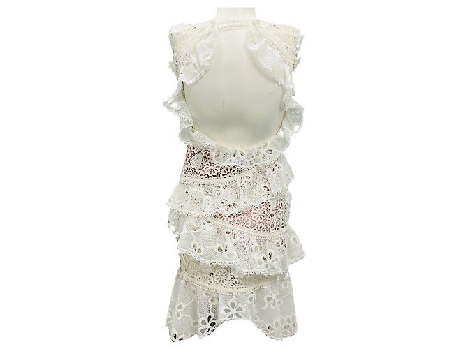 Gestuftes Blumenspitze-Kleid Alexis White Weiß - Ansicht 3