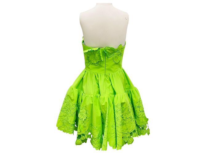 Autre Marque Vestido Mini Bustier con Apliques Lime Skye de Leo Lin Verde - vista 3