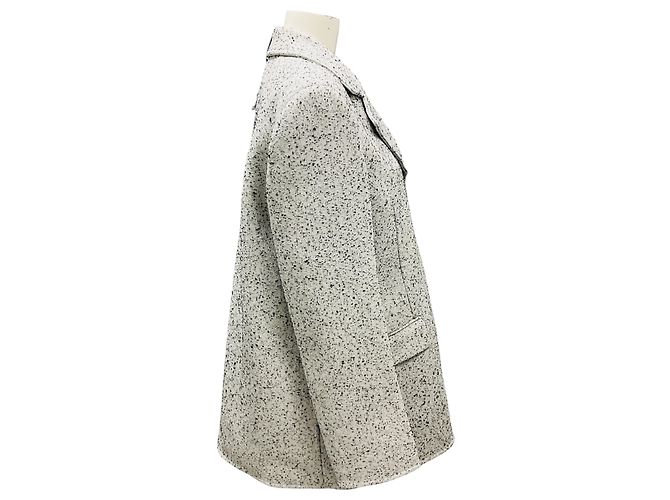 Abrigo de tweed de media temporada blanco / negro de Lanvin - vista 2