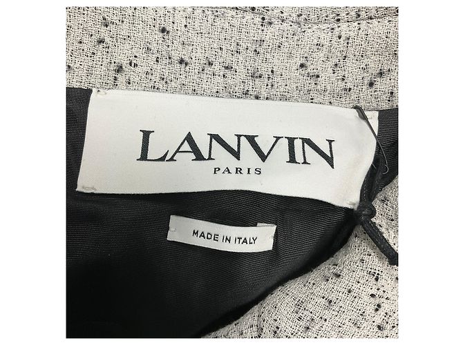 Abrigo de tweed de media temporada blanco / negro de Lanvin - vista 4