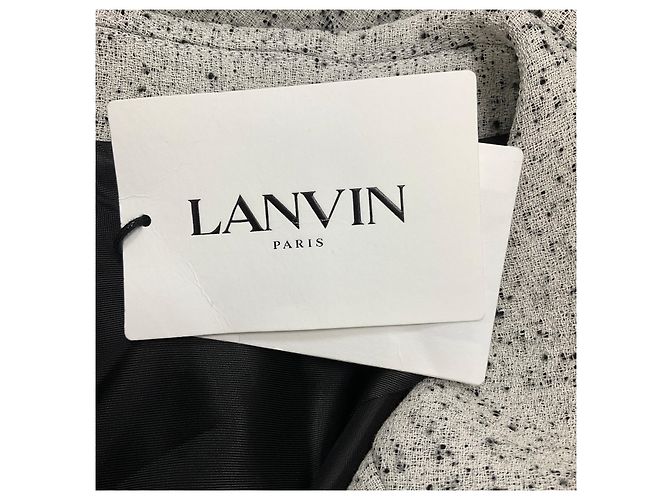 Abrigo de tweed de media temporada blanco / negro de Lanvin - vista 5