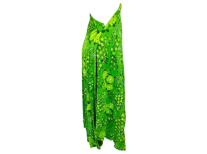 Falda midi asimétrica plisada con estampado floral verde de Balenciaga - vista 2