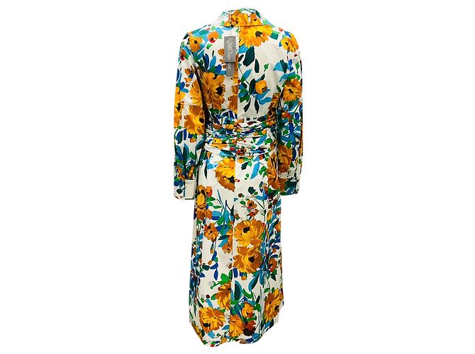 Abito camicia in cotone arricciato stampato floreale multicolore Lela Rose - vista 3