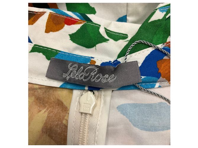 Abito camicia in cotone arricciato stampato floreale multicolore Lela Rose - vista 4
