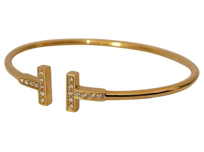 Bracciale Tiffany & Co T Wire in oro giallo 18k e diamanti - vista 5