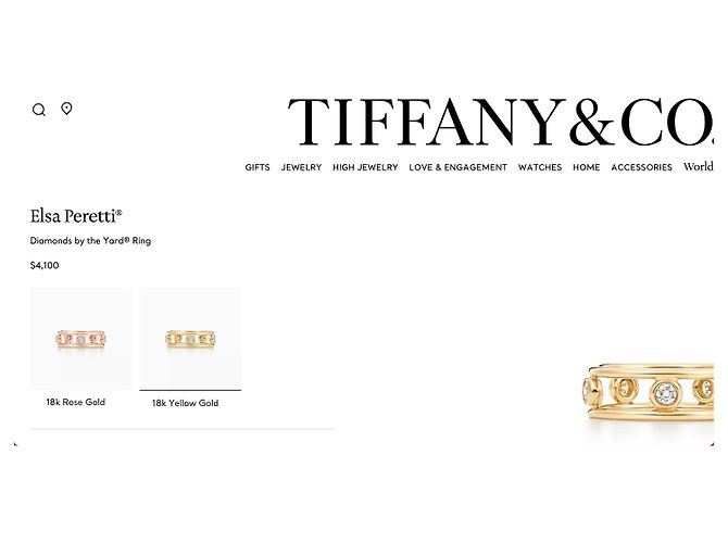 Elsa Peretti Anello 5 diamanti By the Yard in oro giallo 18k Tiffany & Co - vista 11