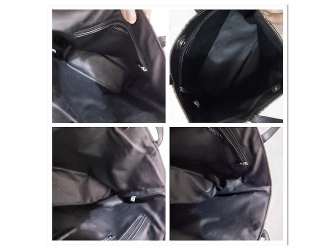 Borsa tote Burberry in pelle nera e tela a quadri Nero Marrone chiaro - vista 11