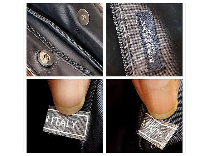 Borsa tote Burberry in pelle nera e tela a quadri Nero Marrone chiaro - vista 2