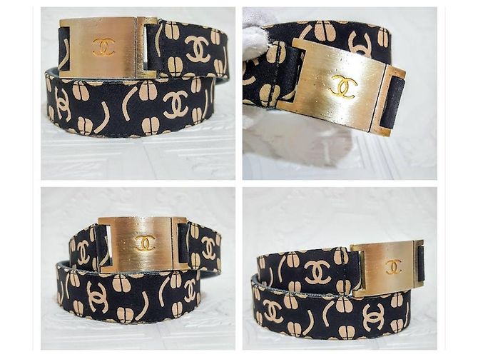 Cintura Chanel Clover CC Blu Navy Denim Oro Gold hardware - vista 13