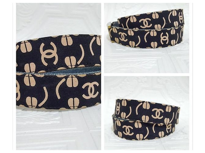 Cintura Chanel Clover CC Blu Navy Denim Oro Gold hardware - vista 14