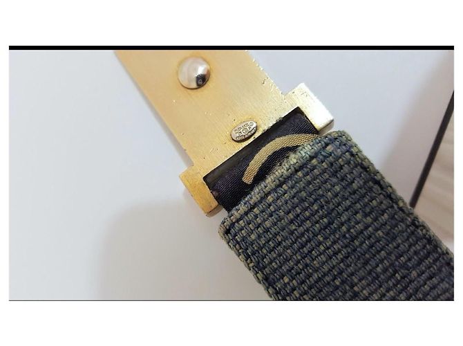 Cintura Chanel Clover CC Blu Navy Denim Oro Gold hardware - vista 4