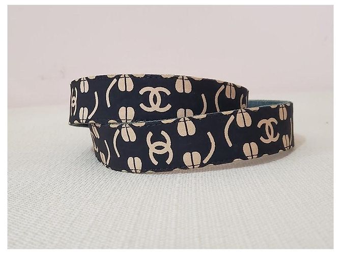 Cintura Chanel Clover CC Blu Navy Denim Oro Gold hardware - vista 7