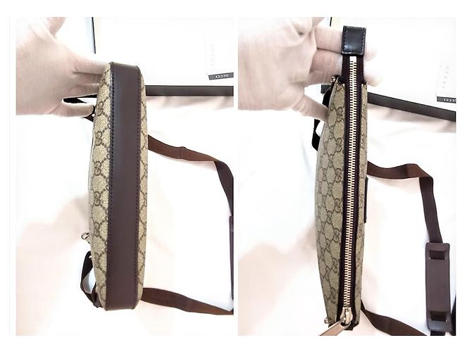 Borsa Gucci GG Supreme marrone tela e pelle Marrone chiaro Marrone scuro - vista 13