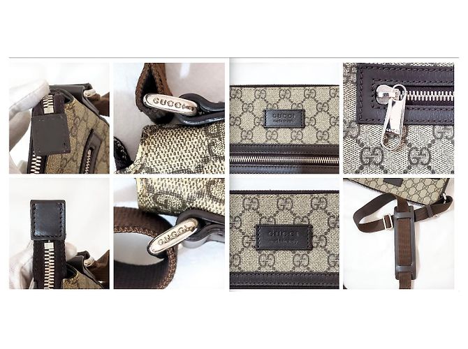 Borsa Gucci GG Supreme marrone tela e pelle Marrone chiaro Marrone scuro - vista 2