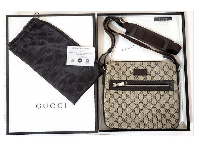 Borsa Gucci GG Supreme marrone tela e pelle Marrone chiaro Marrone scuro - vista 5