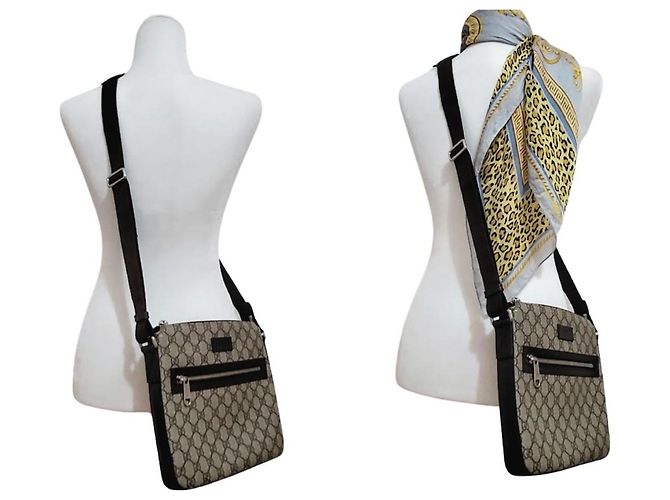 Borsa Gucci GG Supreme marrone tela e pelle Marrone chiaro Marrone scuro - vista 6