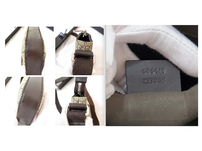 Borsa Gucci GG Supreme marrone tela e pelle Marrone chiaro Marrone scuro - vista 7