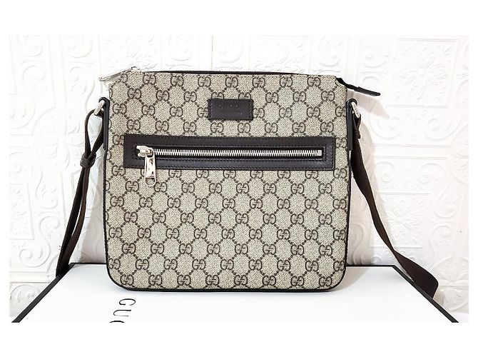 Borsa Gucci GG Supreme marrone tela e pelle Marrone chiaro Marrone scuro - vista 8