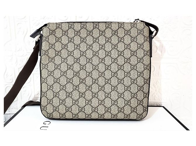 Borsa Gucci GG Supreme marrone tela e pelle Marrone chiaro Marrone scuro - vista 9