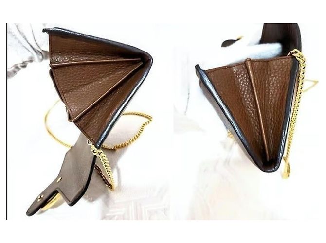 Portafoglio Gucci GG Marmont in pelle di vitello marrone e oro Gold hardware - vista 14