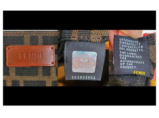 Borsa Shopper Fendi FF Zucca Jacquard Marrone Rosso - vista 2