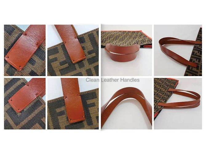 Borsa Shopper Fendi FF Zucca Jacquard Marrone Rosso - vista 3