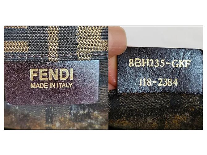 Borsa Shopper Fendi FF Zucca Jacquard Marrone Rosso - vista 4