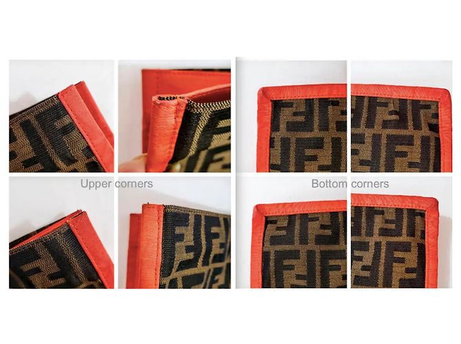 Borsa Shopper Fendi FF Zucca Jacquard Marrone Rosso - vista 7