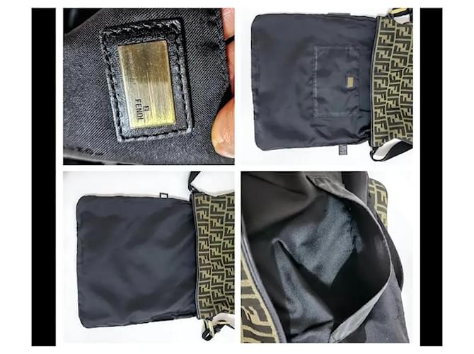 Zucca Fendi Borsa a Spalla per Computer Verde Oliva e Nero Marrone - vista 2